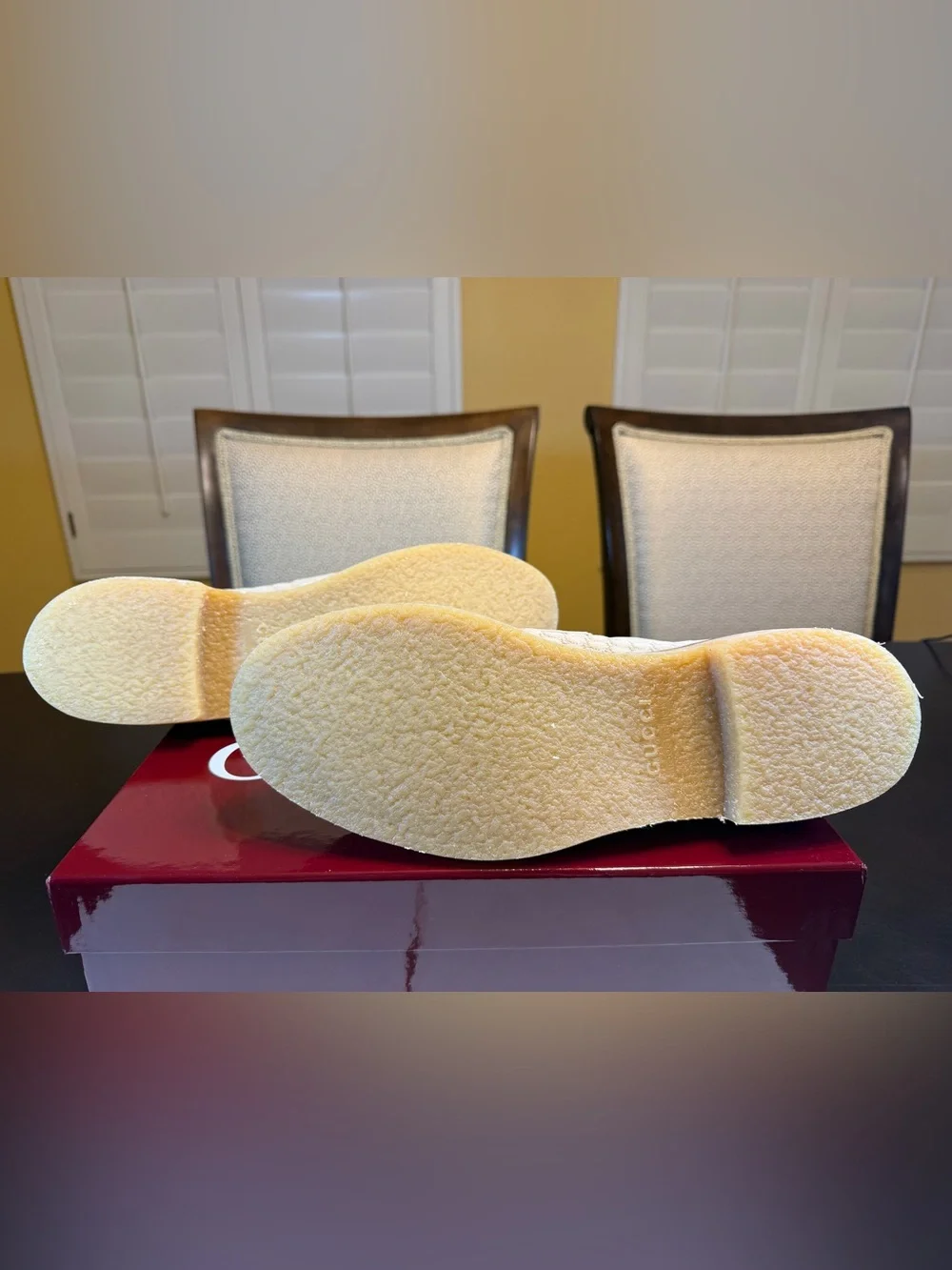 New Authentic Gucci GG Logo Suede Loafers Cream UK 11.5 / US 12